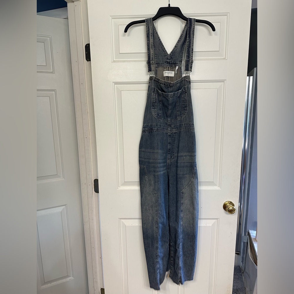 One Teaspoon Blue Denim cropped Wide Leg Overalls